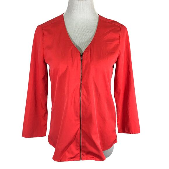 Banana Republic Factory Women's Zip Up Coral 3/4 sleeve blouse top SIZE Small - Picture 1 of 6